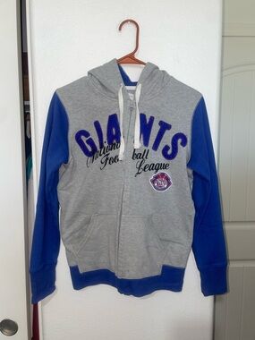 Giants Gray and Blue Full-Zip Hoodie with Hood